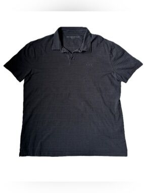John Varvatos Polo Shirt Short Sleeve Black Textured Cotton Men’s Size Large
